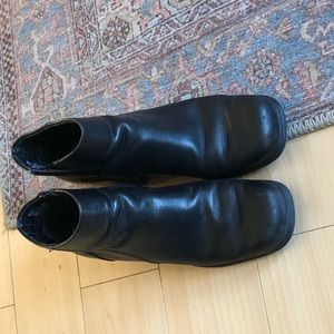 Leather Square Toe Ankle Boots